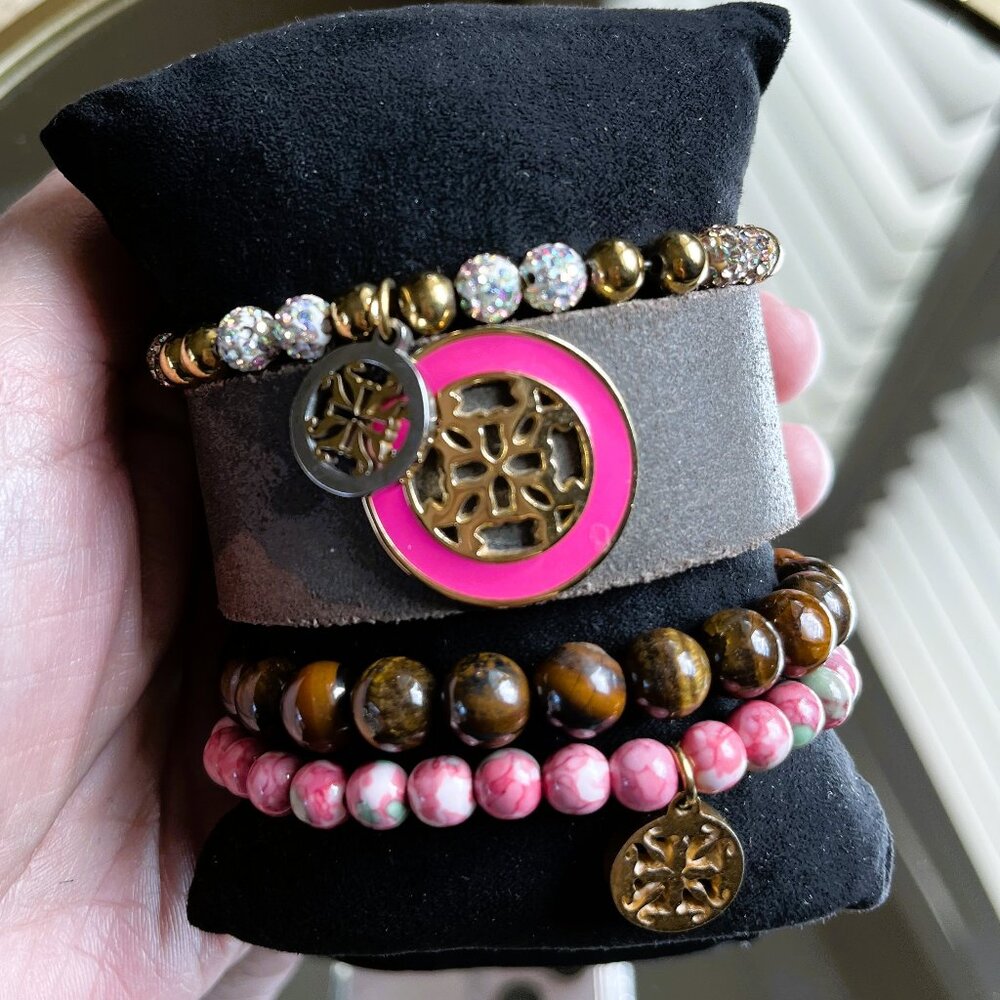 Rustic Cuff Set of FOUR stackable Bracelets Set